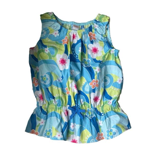 Gymboree Girls Size 8 Sleeveless Shirt Blue Green Rainbow Cabana Bow NWT - Picture 1 of 5